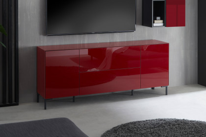 Colors von Mäusbacher - Lowboard 211 Glas bordeauxrot mit eckigen Metallfüßen