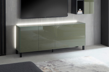 Colors von Mäusbacher - Lowboard 211 Glas olivgrün mit geraden Metallfüßen