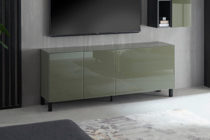 Colors von Mäusbacher - Lowboard 211 Glas olivgrün mit geraden Metallfüßen