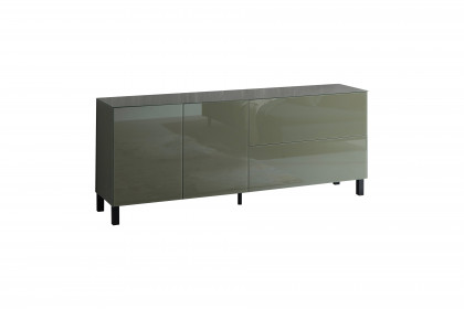 Colors von Mäusbacher - Lowboard 211 Glas olivgrün mit geraden Metallfüßen