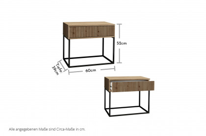 Marle von POL Power - Nachttisch mit Schubkasten Rillen-Muster Eiche Artisan
