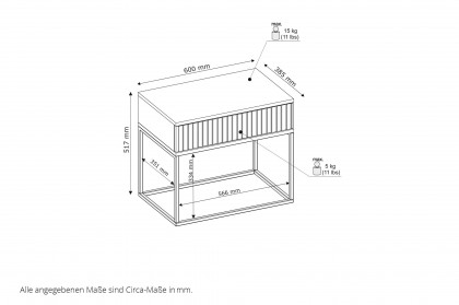 Marle von POL Power - Nachttisch mit Schubkasten Rillen-Muster Eiche Artisan