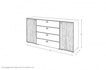 Arola von Schöner Wohnen - Kommode champagner - Eiche mit Rahmen
