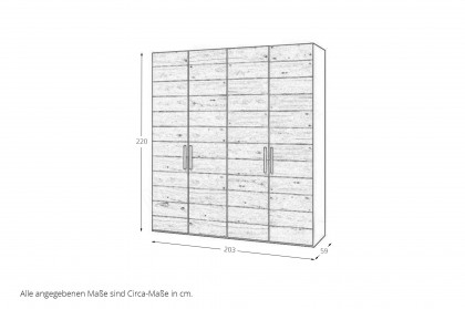 Longline von JUTZLER - Kleiderschrank ca. 200 cm breit schwarz - Wildeiche