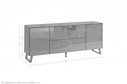 Colors von Mäusbacher - Lowboard 211 Glas bordeauxrot mit Metallkufen