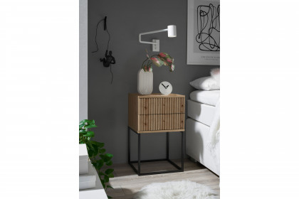 Marle von POL Power - Nachtschrank in Boxspringhöhe Eiche Artisan - schwarz