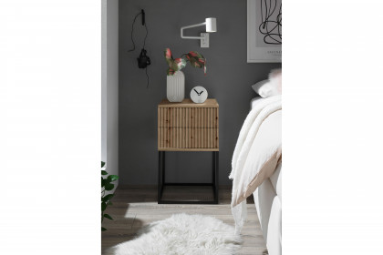 Marle von POL Power - Nachtschrank in Boxspringhöhe Eiche Artisan - schwarz