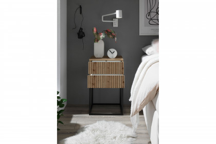 Marle von POL Power - Nachtschrank in Boxspringhöhe Eiche Artisan - schwarz