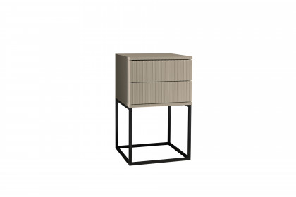 Marle von POL Power - Nachttisch mit 2 Schubladen kaschmir mit Rillen