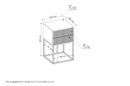 Marle von POL Power - Nachttisch mit 2 Schubladen kaschmir mit Rillen