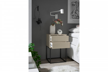 Marle von POL Power - Nachttisch mit 2 Schubladen kaschmir mit Rillen