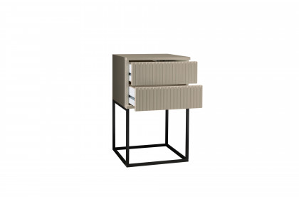 Marle von POL Power - Nachttisch mit 2 Schubladen kaschmir mit Rillen