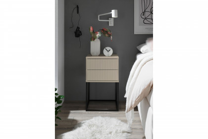 Marle von POL Power - Nachttisch mit 2 Schubladen kaschmir mit Rillen