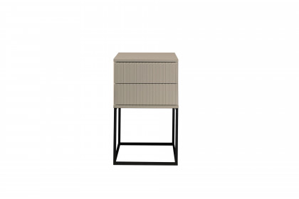 Marle von POL Power - Nachttisch mit 2 Schubladen kaschmir mit Rillen