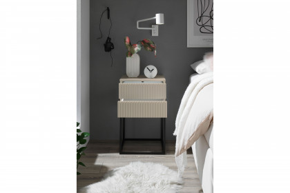 Marle von POL Power - Nachttisch mit 2 Schubladen kaschmir mit Rillen