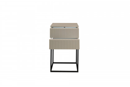 Marle von POL Power - Nachttisch mit 2 Schubladen kaschmir mit Rillen