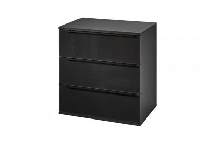 Glassystem von Disselkamp - Nachtschrank basalt mit 3 Schubkästen
