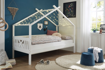 Susa von POL Power - Bett mit Himmel-Vorrichtung Kiefer weiß