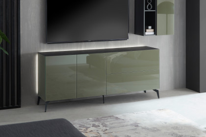 Colors von Mäusbacher - Lowboard 211-WP Glas olivgrün mit Keramikplatte und Metallfüßen