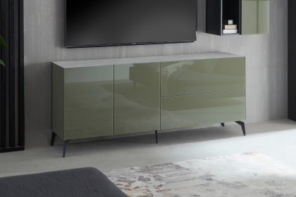 Colors von Mäusbacher - Lowboard 211-WP Glas olivgrün mit Keramikplatte und Metallfüßen
