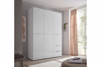 Santorin von POL Power - Kleiderschrank schmal mit Schubladen weiß - Glas