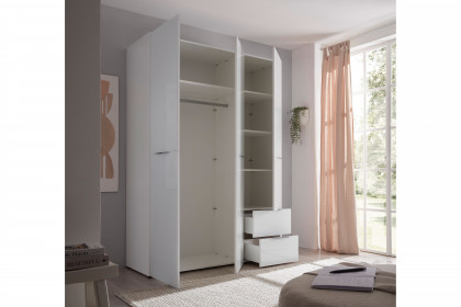 Santorin von POL Power - Kleiderschrank schmal mit Schubladen weiß - Glas