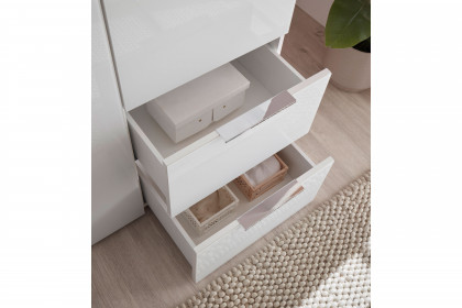 Santorin von POL Power - Kleiderschrank schmal mit Schubladen weiß - Glas