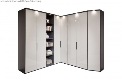 Glassystem von Disselkamp - Eckschrank basalt/ weiß mit Schenkelmaß 238 x 236 cm