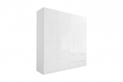 Santorin von POL Power - Kleiderschrank 4-türig mit Schubkästen weiß - Glas