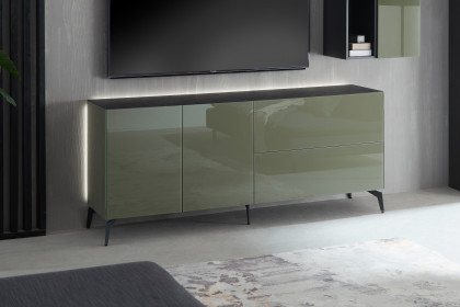 Colors von Mäusbacher - Lowboard 211-WP Glas olivgrün mit Wendekeramikplatte und Metallfüßen