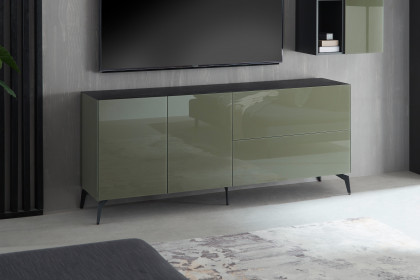 Colors von Mäusbacher - Lowboard 211-WP Glas olivgrün mit Wendekeramikplatte und Metallfüßen