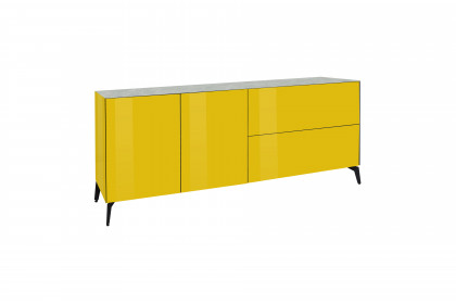 Colors von Mäusbacher - Lowboard 211-WP Glas goldgelb mit Keramikplatte und Metallfüßen