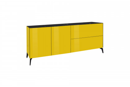 Colors von Mäusbacher - Lowboard 211-WP Glas goldgelb mit Wendekeramikplatte und Metallfüßen