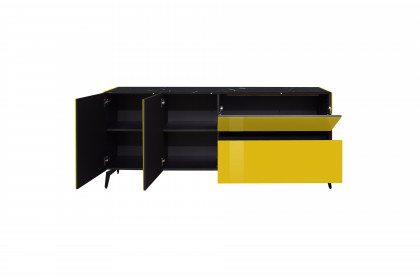 Colors von Mäusbacher - Lowboard 211-WP Glas goldgelb mit Wendekeramikplatte und Metallfüßen