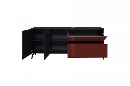 Colors von Mäusbacher - Lowboard 211-WP Glas bordeauxrot mit Wendekeramikplatte und Metallfüßen