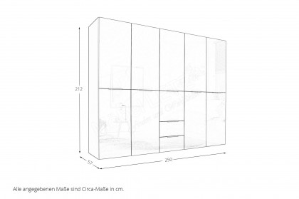 Santiago von POL Power - Schrank 5-türig mit 2 Schüben Front Kaschmirglas