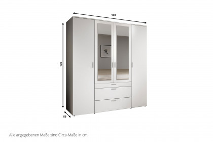 Vesala von POL Power - Kombischrank weiß 4-türig mit Spiegel & 3 Schüben