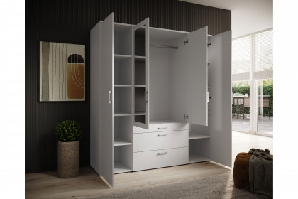 Vesala von POL Power - Kombischrank weiß 4-türig mit Spiegel & 3 Schüben