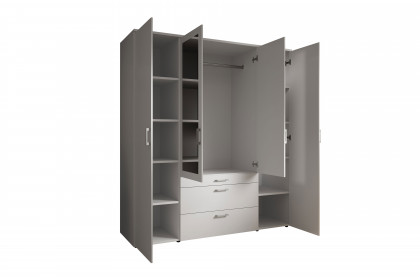 Vesala von POL Power - Kombischrank weiß 4-türig mit Spiegel & 3 Schüben