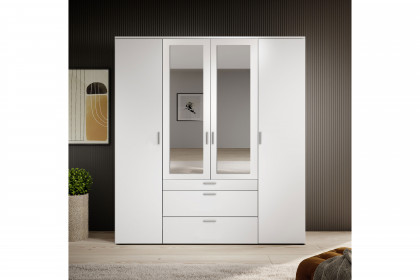 Vesala von POL Power - Kombischrank weiß 4-türig mit Spiegel & 3 Schüben