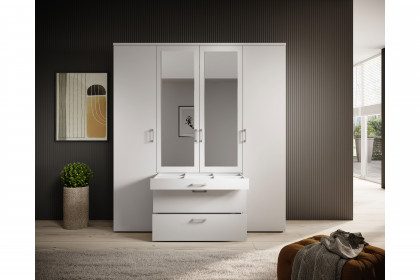 Vesala von POL Power - Kombischrank weiß 4-türig mit Spiegel & 3 Schüben