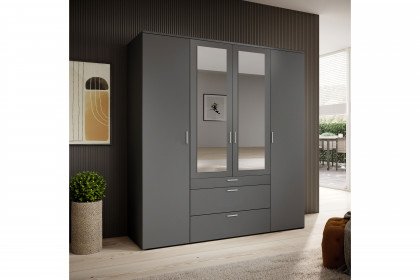 Vesala von POL Power - 4-türiger Schrank graphit mit 2 Spiegeln & 3 Schubladen