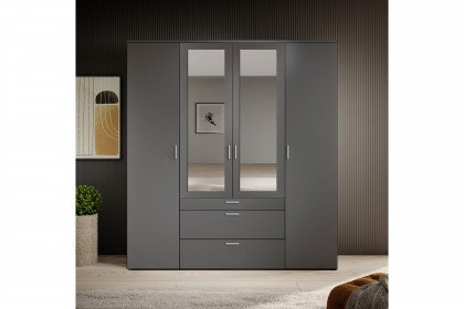 Vesala von POL Power - 4-türiger Schrank graphit mit 2 Spiegeln & 3 Schubladen