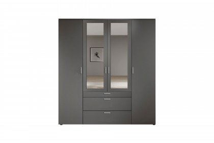 Vesala von POL Power - 4-türiger Schrank graphit mit 2 Spiegeln & 3 Schubladen