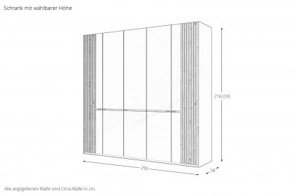 MR Isabelle von Musterring - Schrank 250 cm breit graphit - Eiche