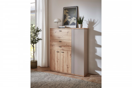 Grado-living von IDEAL Möbel - Highboard in Eiche Artisan und Basalt
