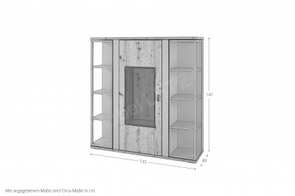 Grado-living von IDEAL Möbel - Highboard Eiche, mit Glasausschnitt
