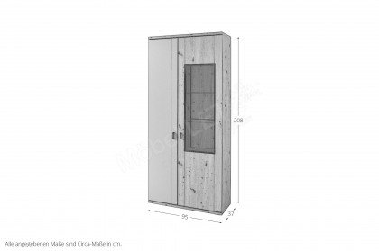 Grado-living von IDEAL Möbel - Vitrine Eiche mit Basaltabsetzung