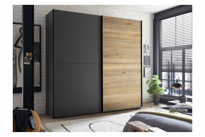 Melton von POL Power - Schrank schmal mit Hoteleinteilung grau - Eiche