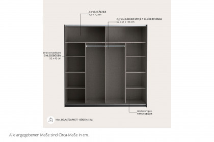 Melton von POL Power - Schrank schmal mit Hoteleinteilung grau - Eiche